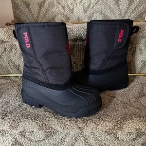 EUC Polo Ralph Lauren Big Kids Harpyr EZ Stay Put Winter Snow Boots Black Size 2
